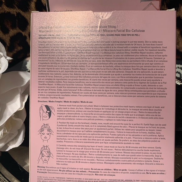 TimeWise 1 box of 4 Bio-Cellulose Masks - new - Picture 5 of 6